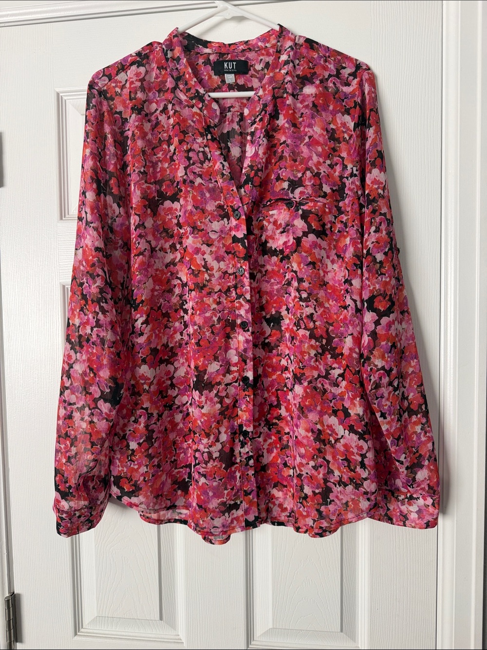 Kut from the Kloth Pink Multi Floral Button-Down Blouse